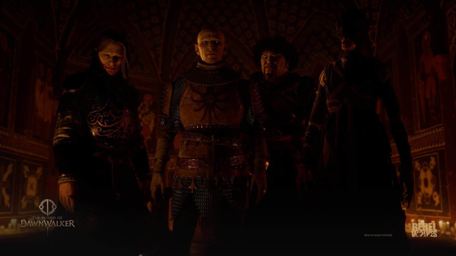 Two characters facing each other during a story scene
